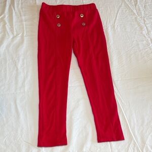 Nautica Girls Red Pull-On Leggings with Decorative Buttons